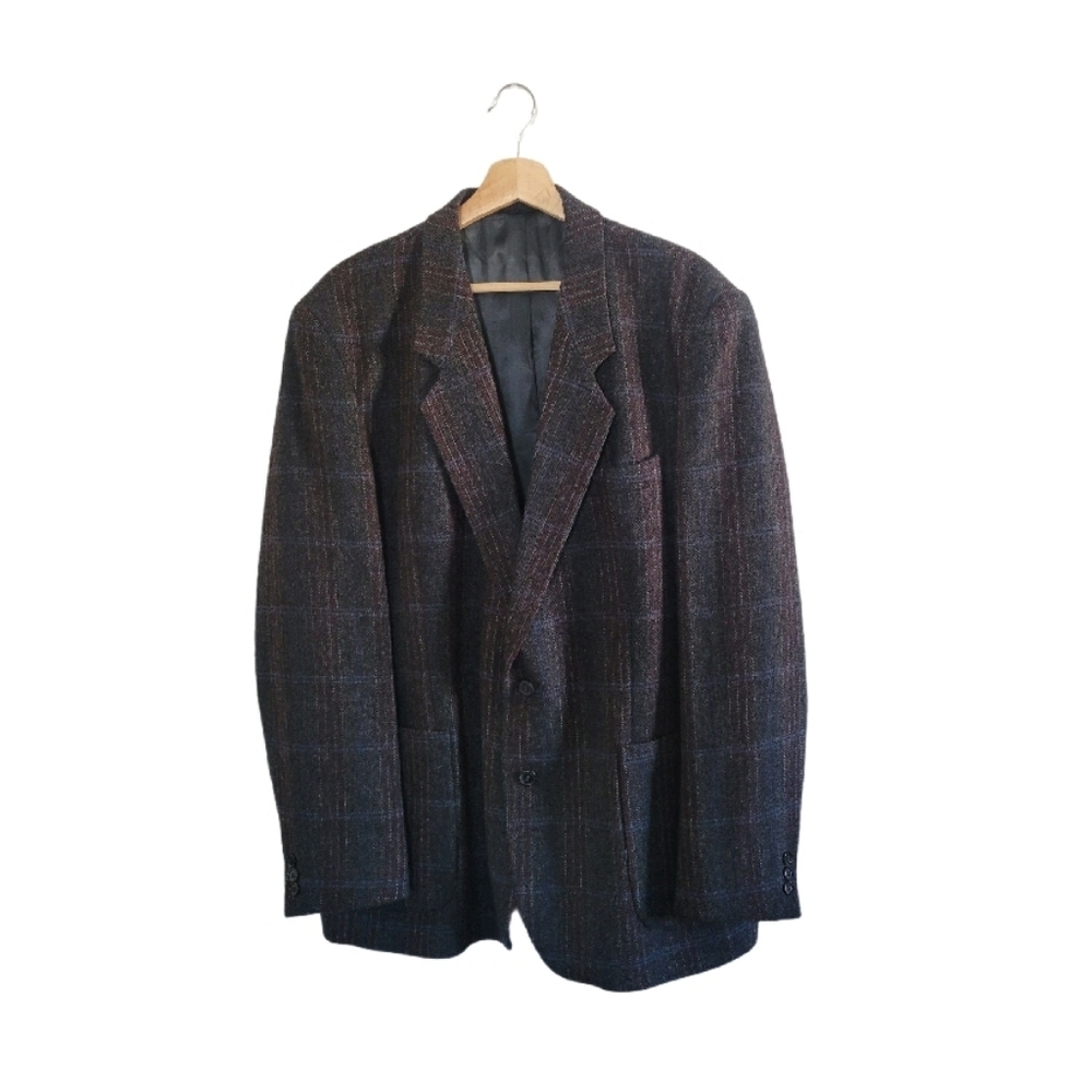 VTG SERGE SAINT YVES Size US 46R Mens Tweed Wool Plaid Sports Coat/Blazer